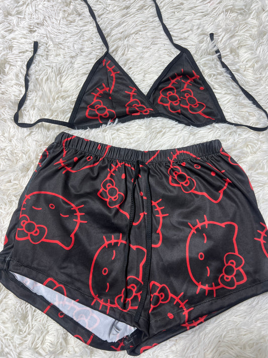 Hello Kitty Caras Rojas Top Con Short Unitalla De Brush
