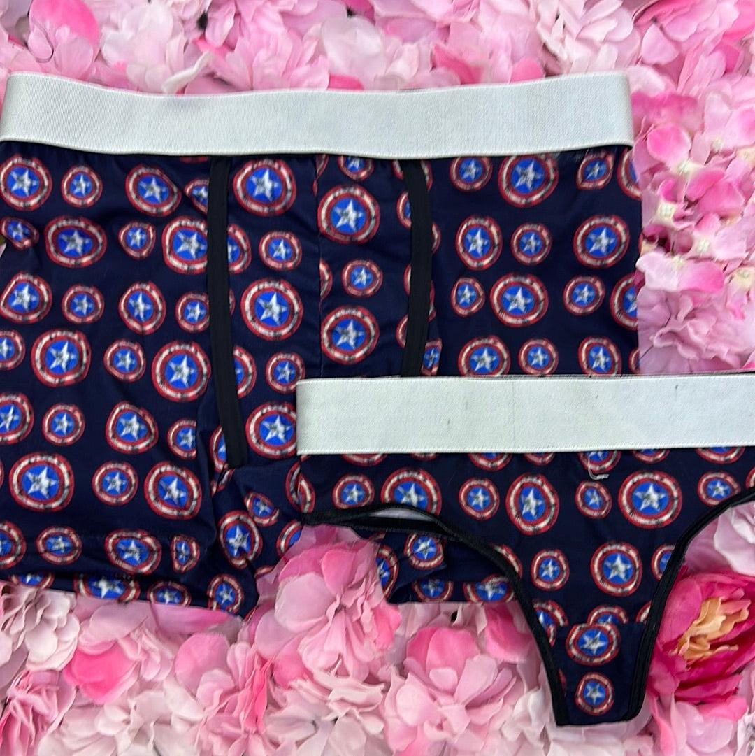 Captain America's shield matching couples underwear - Fundies