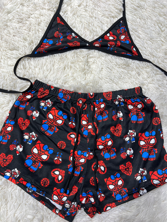 Spiderkitty Negro Top Con Short Unitalla De Brush