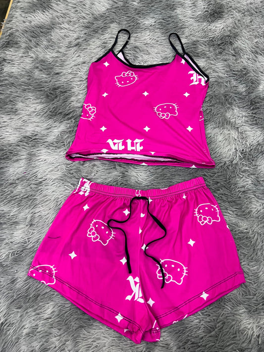 hello kitty gótico rosa blusa con short