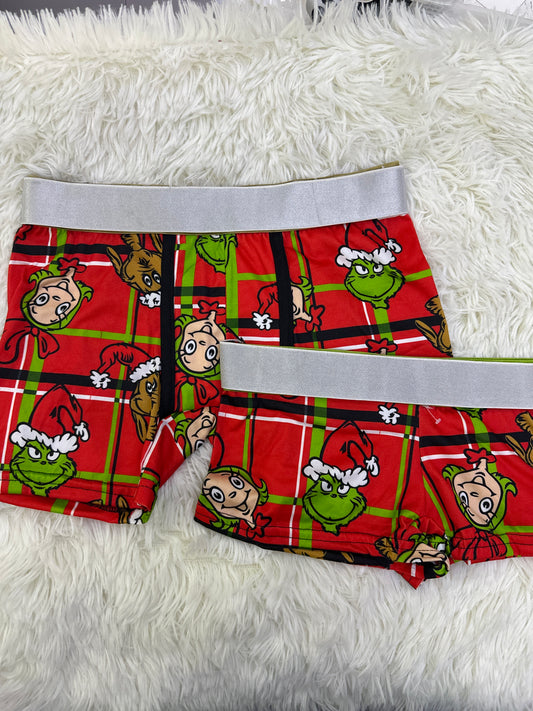 Grinch cuadros rojos navideño duo boxer