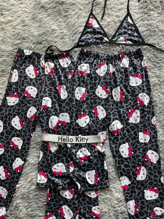 Hello Kitty animal print negro pijama 5 piezas
