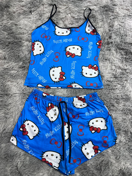 hello kitty azul blusa con short