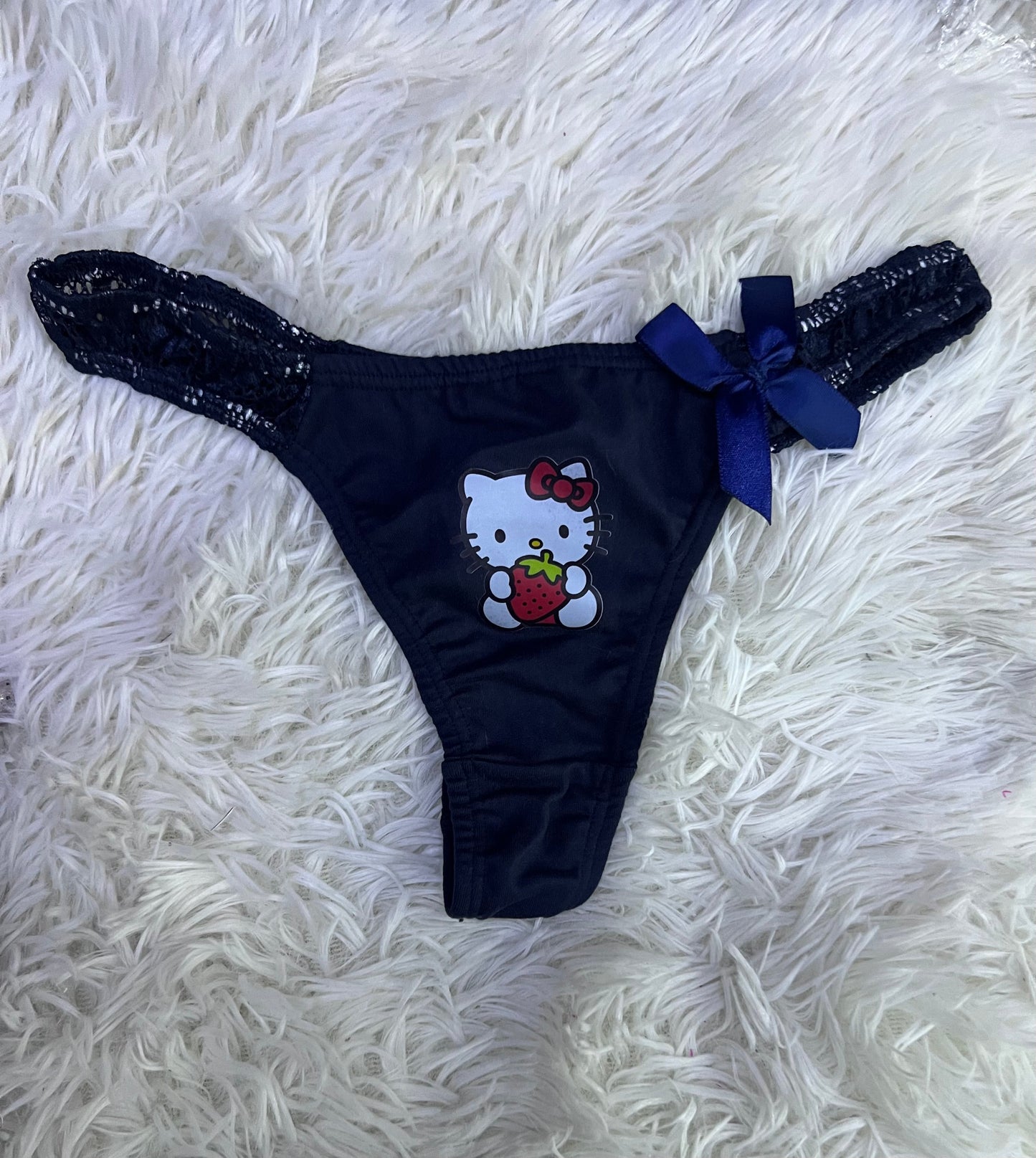 Hello Kitty encaje Azul Tanga De Dama