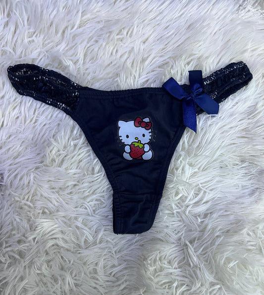 Hello Kitty encaje Azul Tanga De Dama