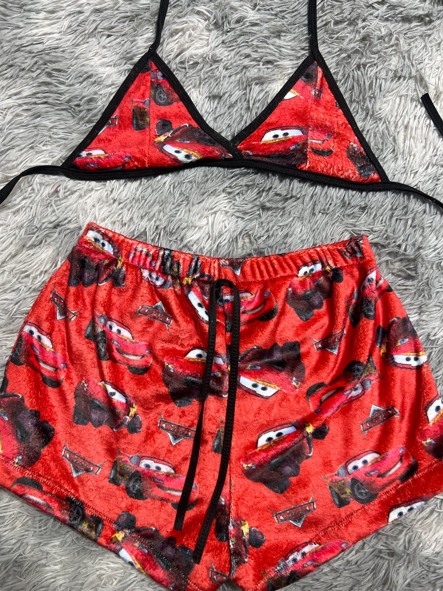 mcqueen rojo top con short unitalla de afelpada