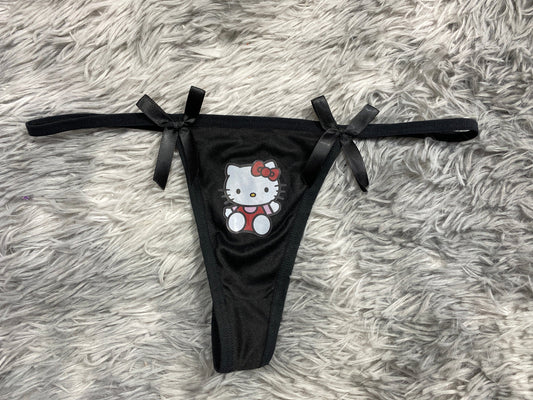 Hello kitty negro  Tanga de dama delgada