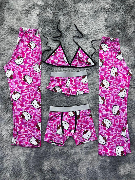Hello Kitty Camuflaje Pijama De 5 Piezas