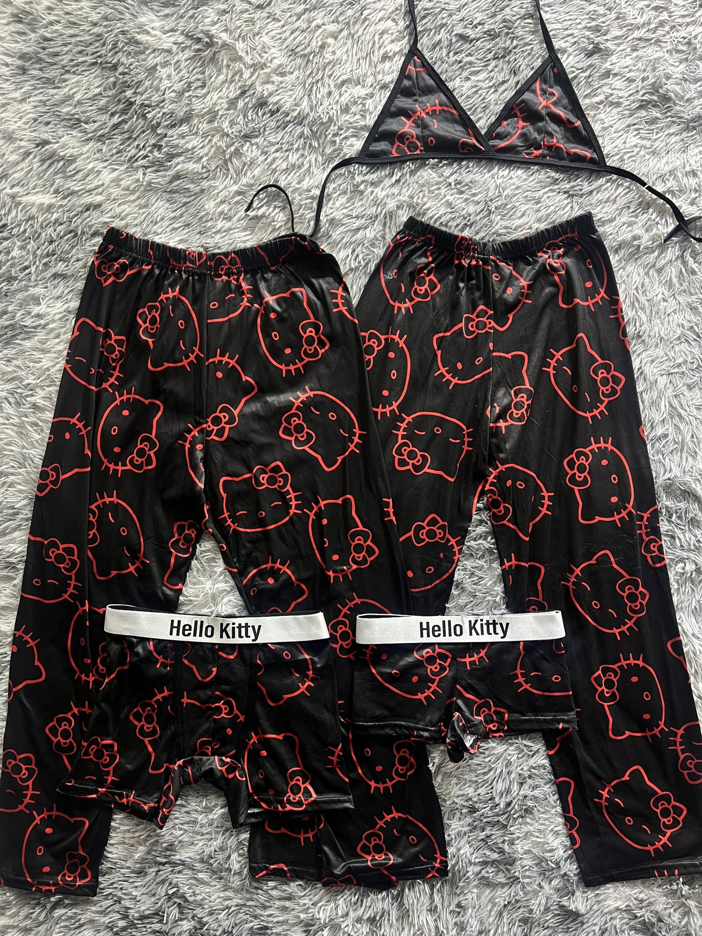 hello kitty delineado rojo pijama 5 piezas