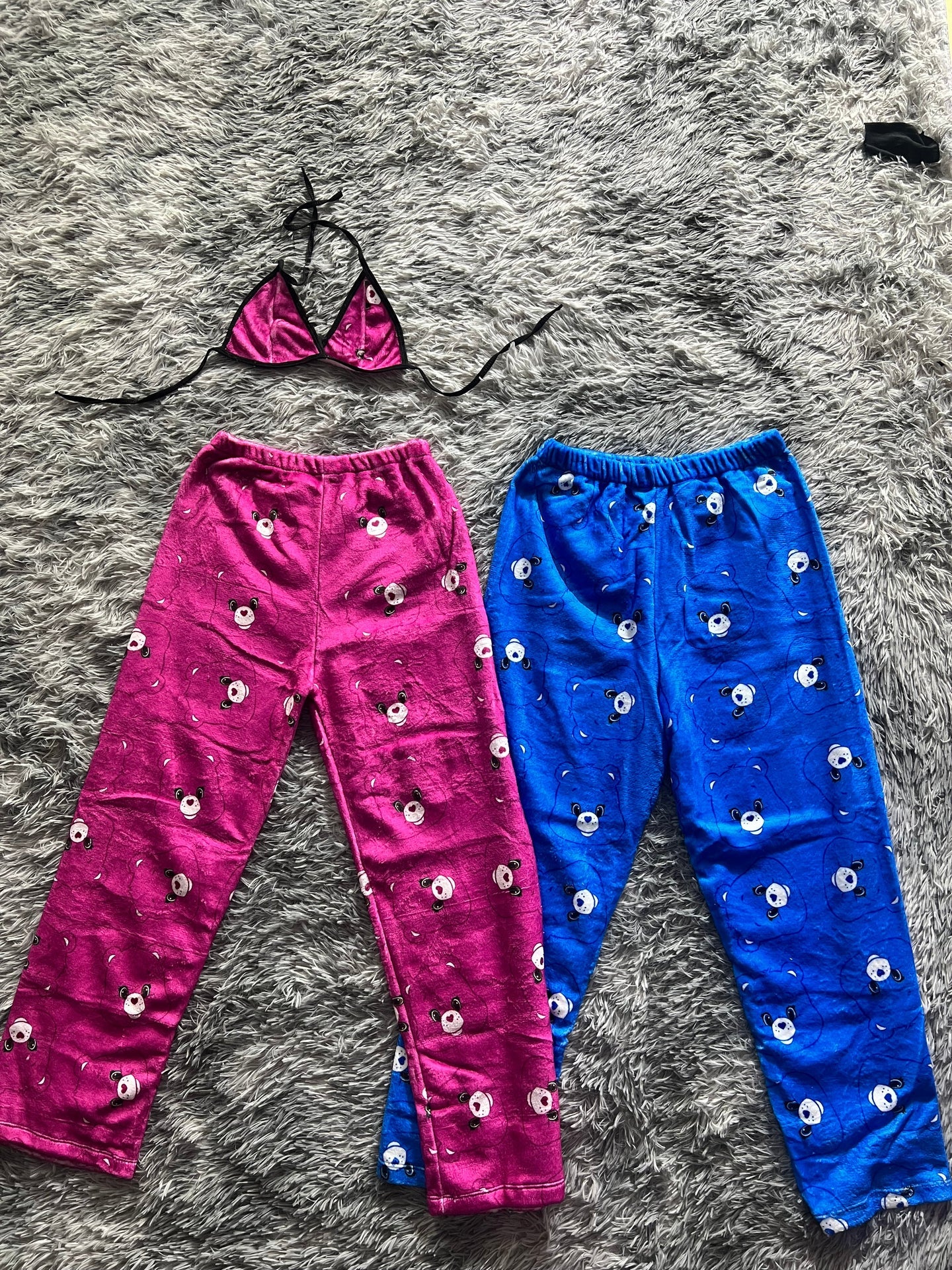 osito carinosito intercalado rosa y azul duo de pijama afelpada
