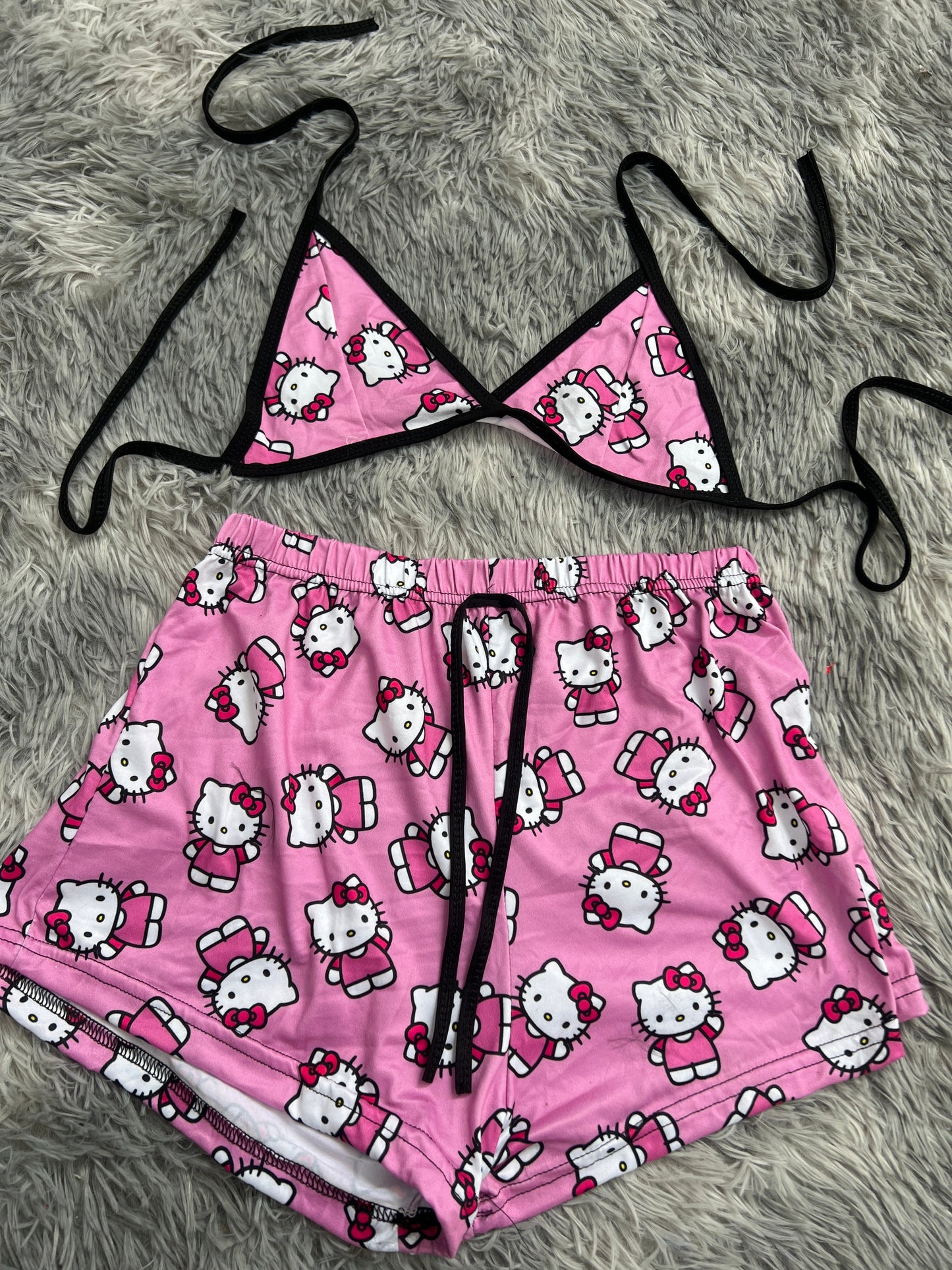 Kitty fondo rosa top con short unitalla de brush