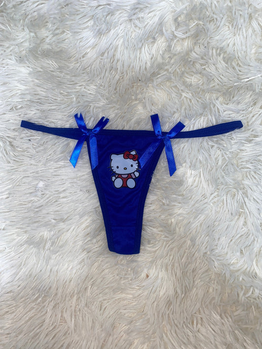 Tanga De Dama Delgada  Hello Kitty Azul Rey