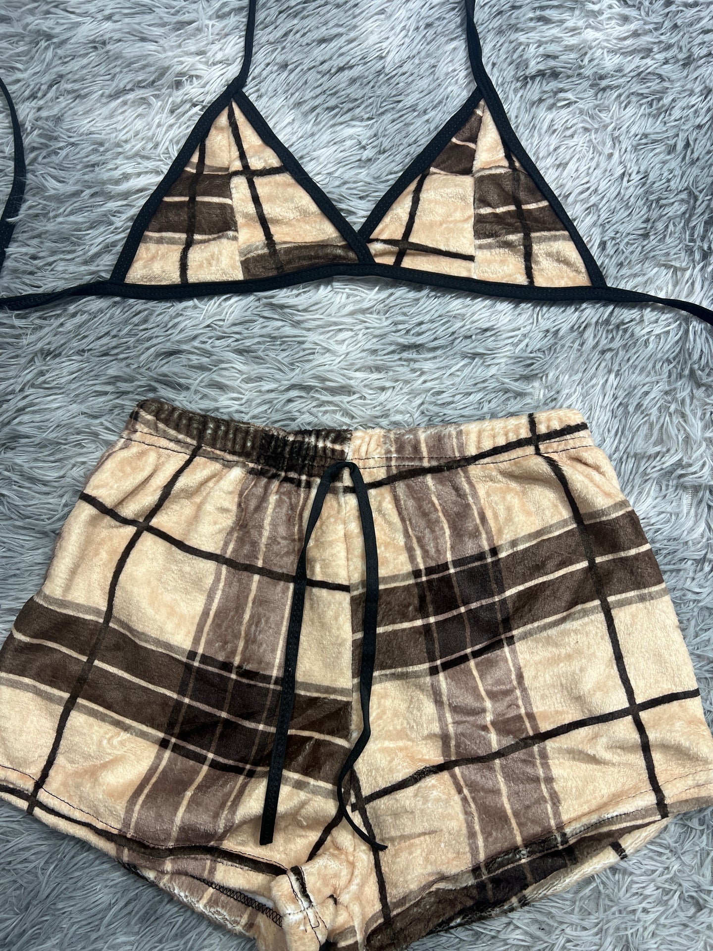 Cuadros cafes Top con short Unitalla de afelpado