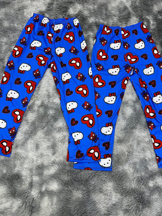 Spiderkitty Azul Duo de pijama afelpada.