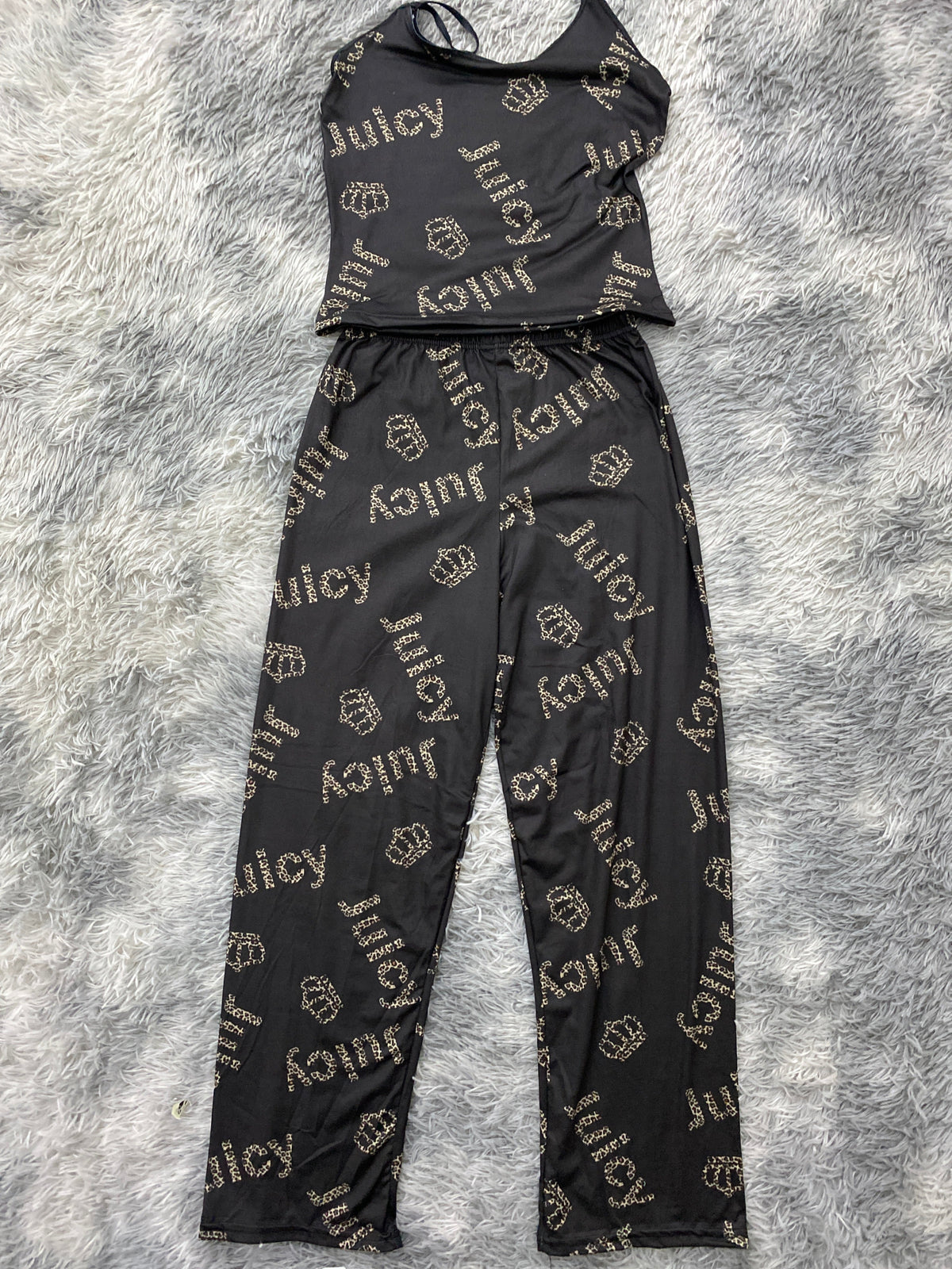 Juicy fondo negro Blusa Con Pantalón Pijama De Dama