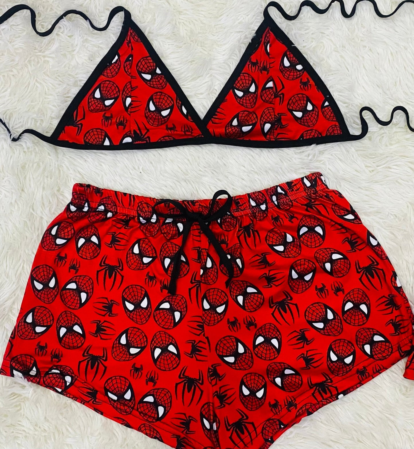Spider-Man Print Shorts Rojo duo short con top