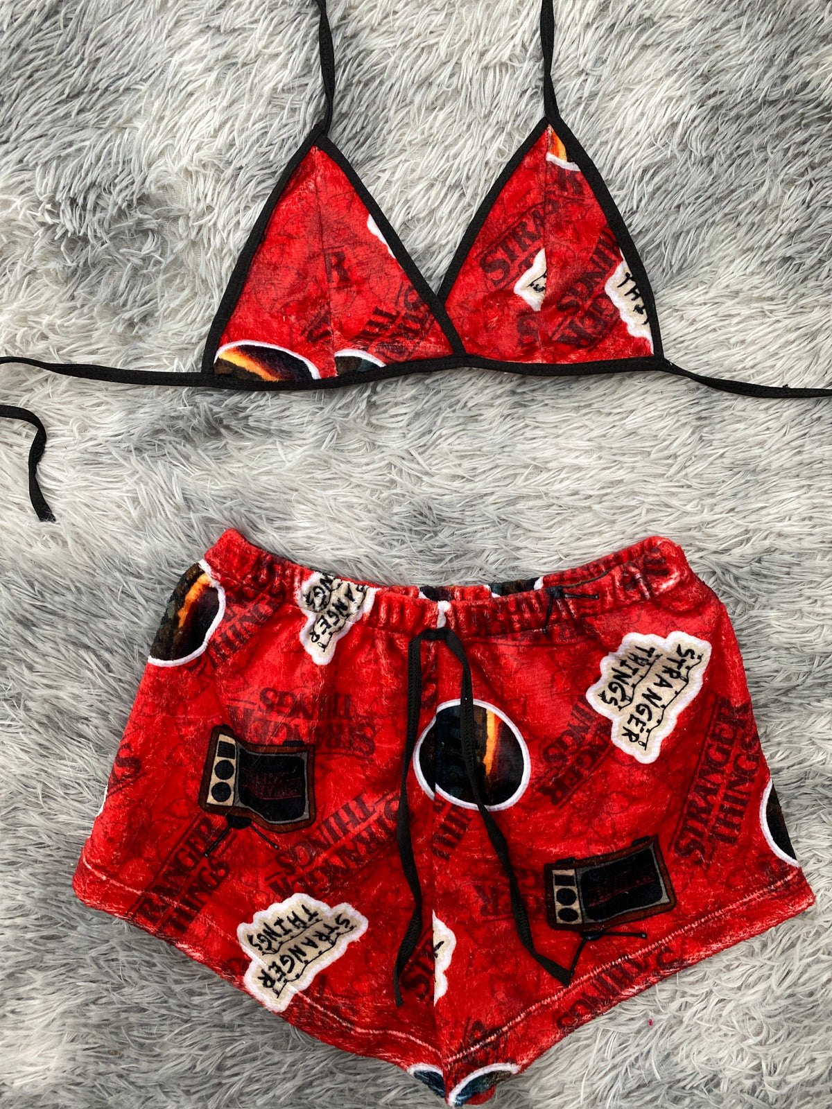 Stranger things rojo Top Con Short Unitalla De Afelpado