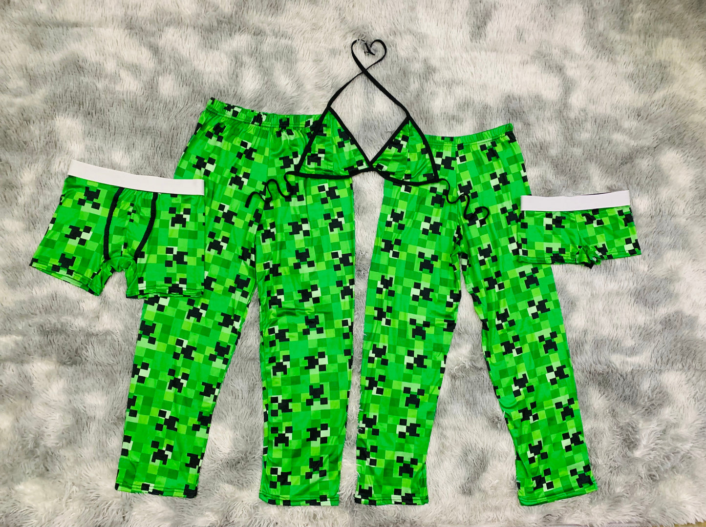 Minecraft Creeper Verde Duo De Pijama De 5 Piezas.