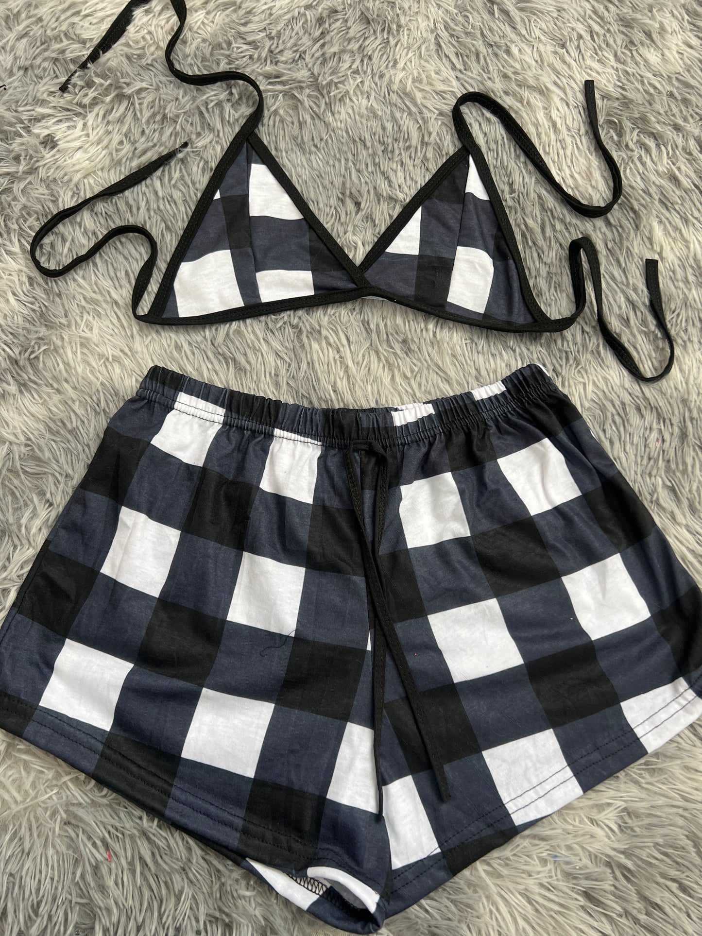 Cuadros negros y blancos top con short unitalla de brush