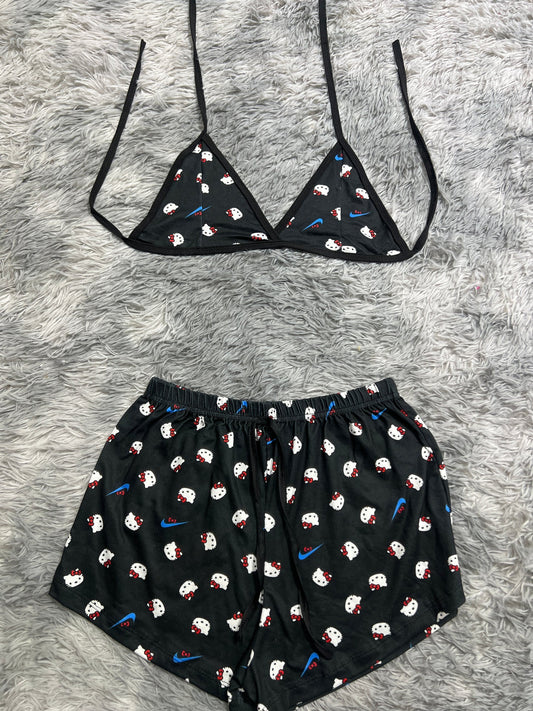 hello kitty negro y azul Top con short unitalla de brush