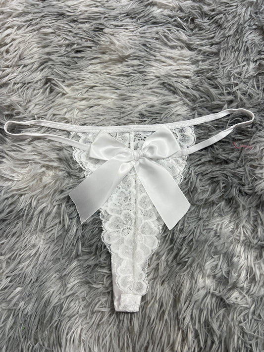 Moño Grande Blanco Tanga De Dama