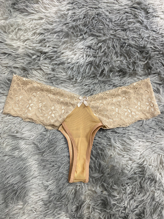Con Moño Beige Tanga De Dama