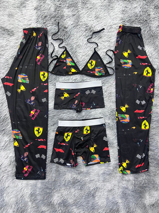 formula 1 fondo negro pijama 5 piezas