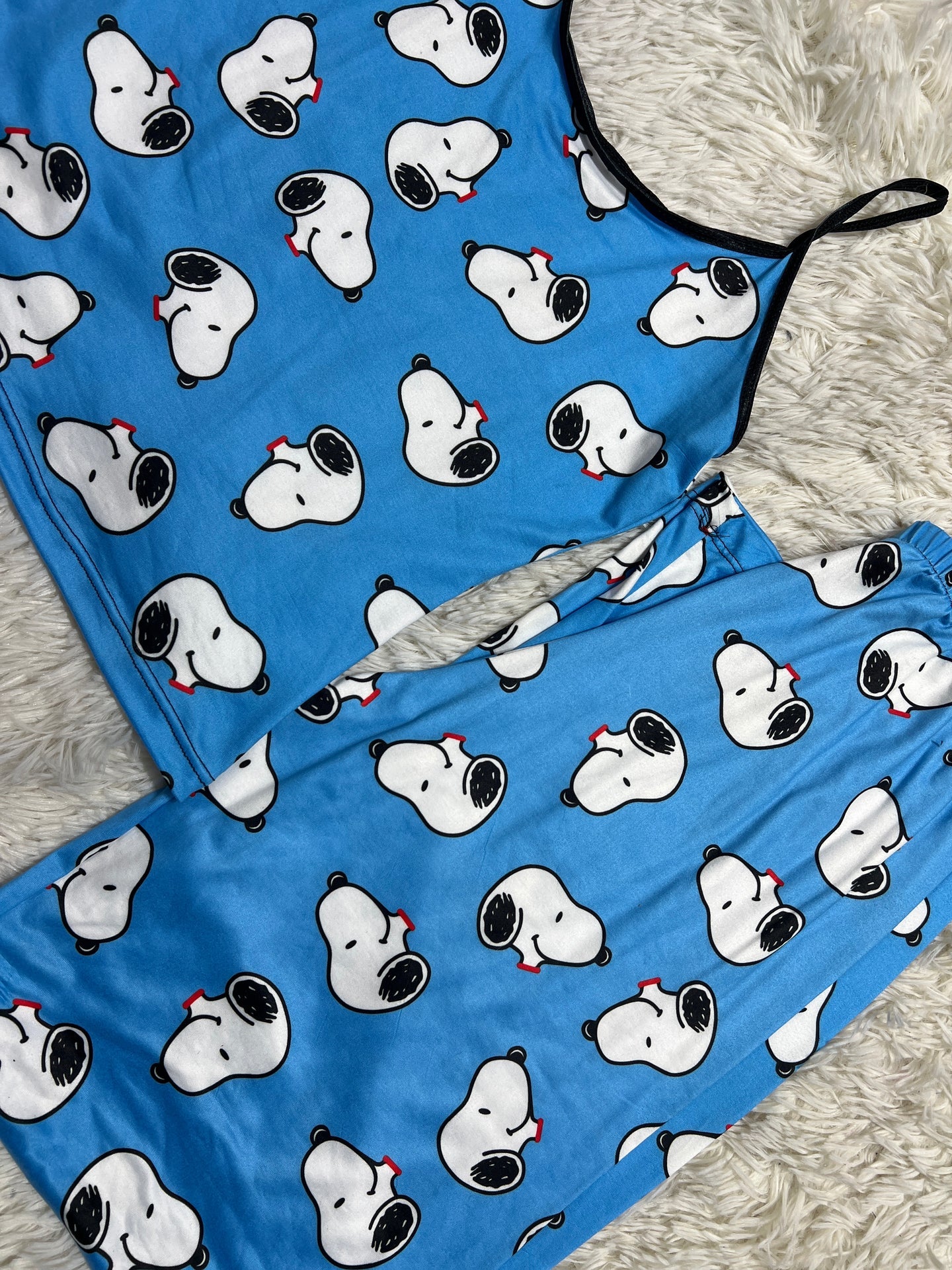 Snoopy azul Blusa con pantalón pijama de dama