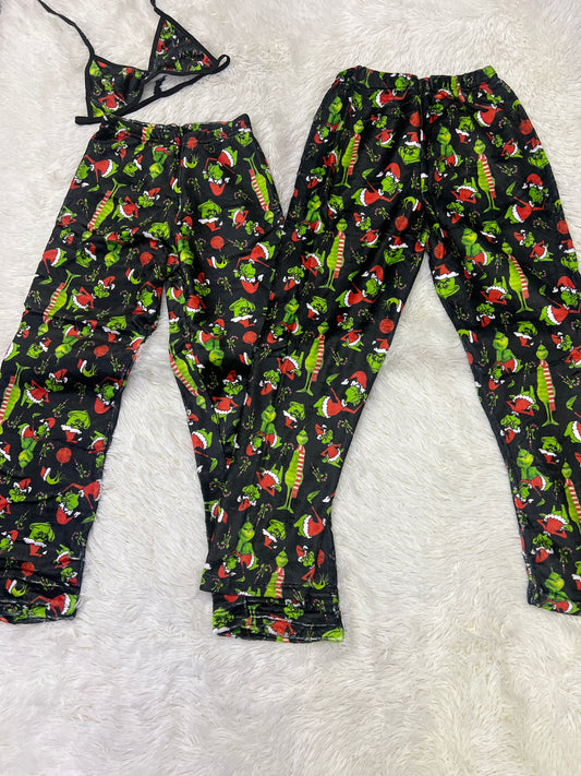 Grinch negro pijama afelpada dúo navidad