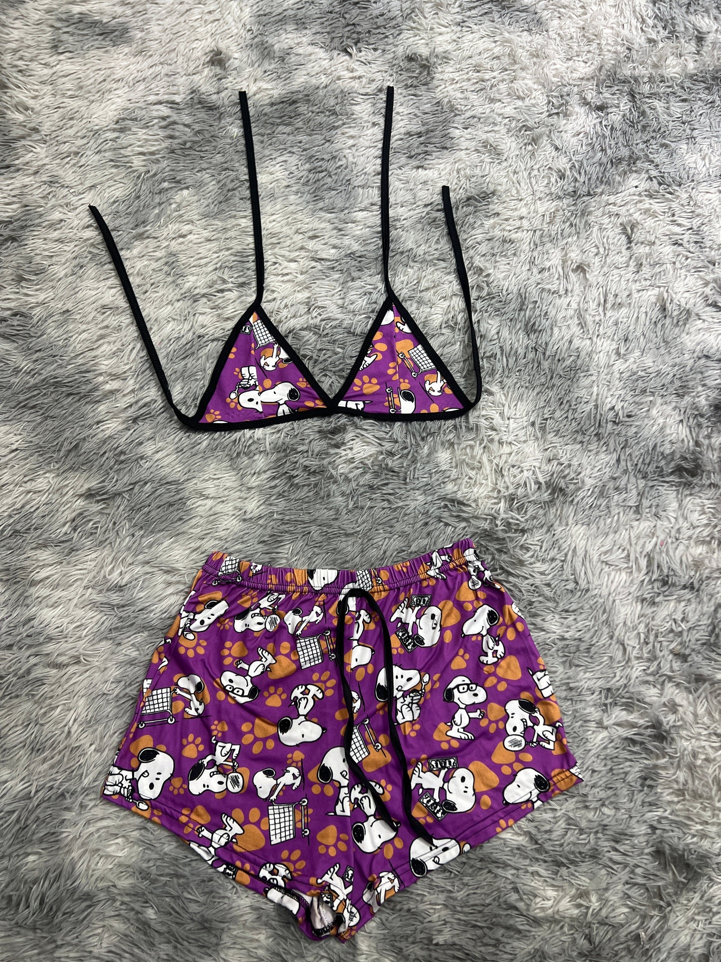 Snoopy Morado Top Con Short Unitalla afelpado