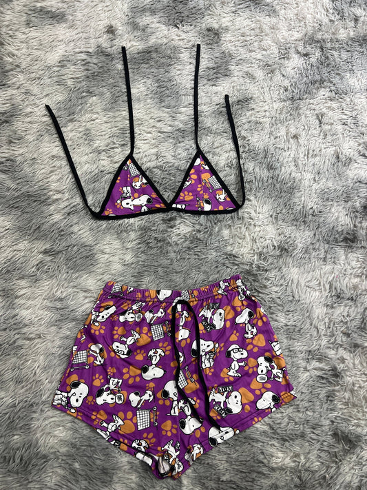 snoopy morado Top con short unitalla de brush