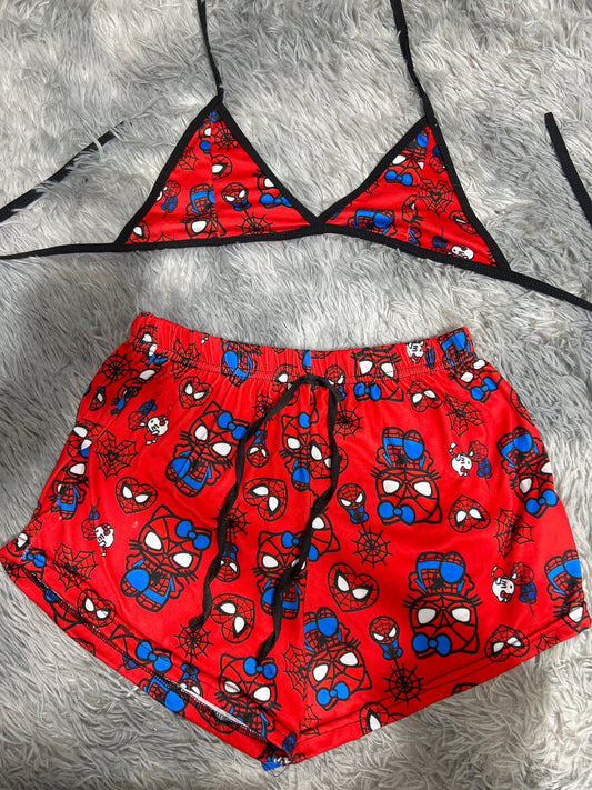 spider kitty rojo Top con short unitalla de brush