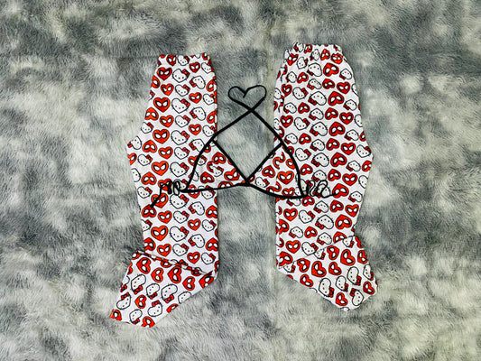 Kitty Spiderman Corazon (Fondo Balnco) pijama afelpada duo