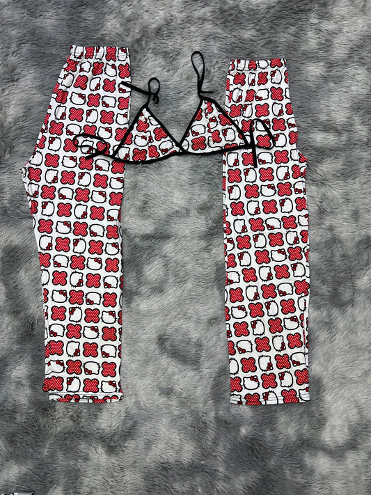 Hello Kitty Rosa Duo de pijama afelpada.