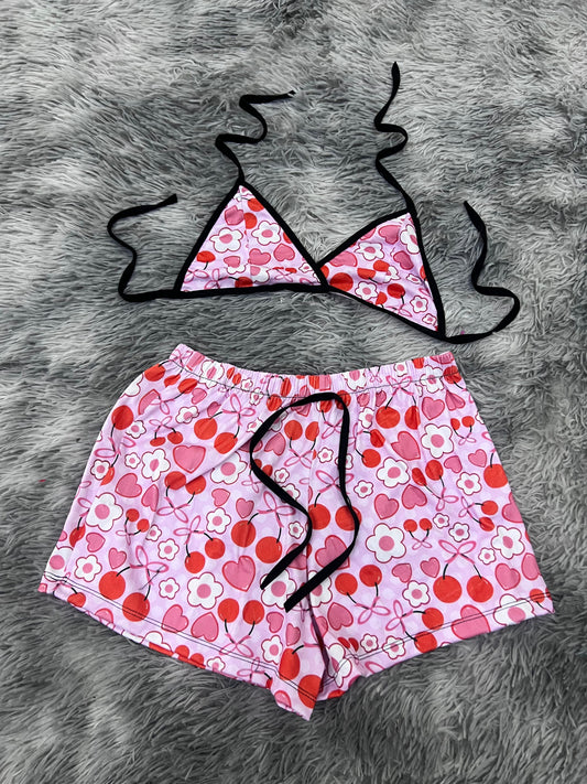 Corazones Y Flores Top Con Short Unitalla De Brush