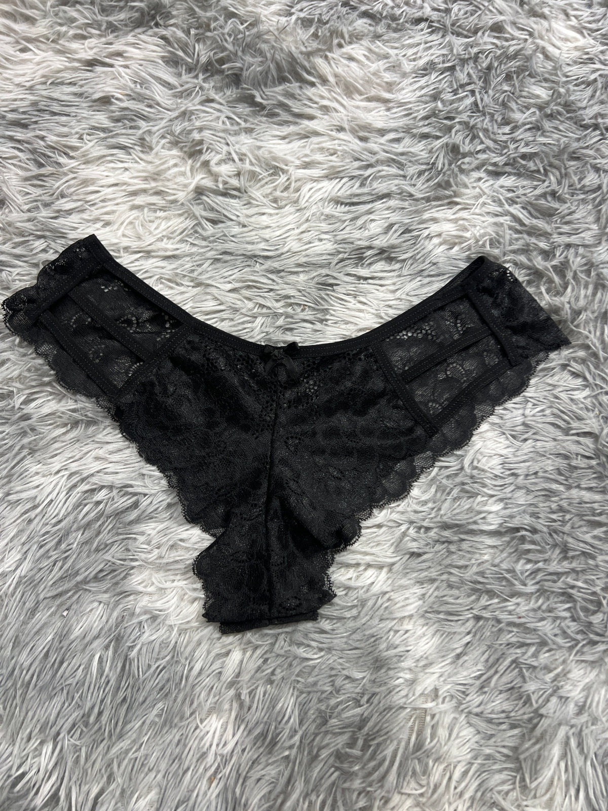 Con Líneas Delanteras Negro Tanga De Dama