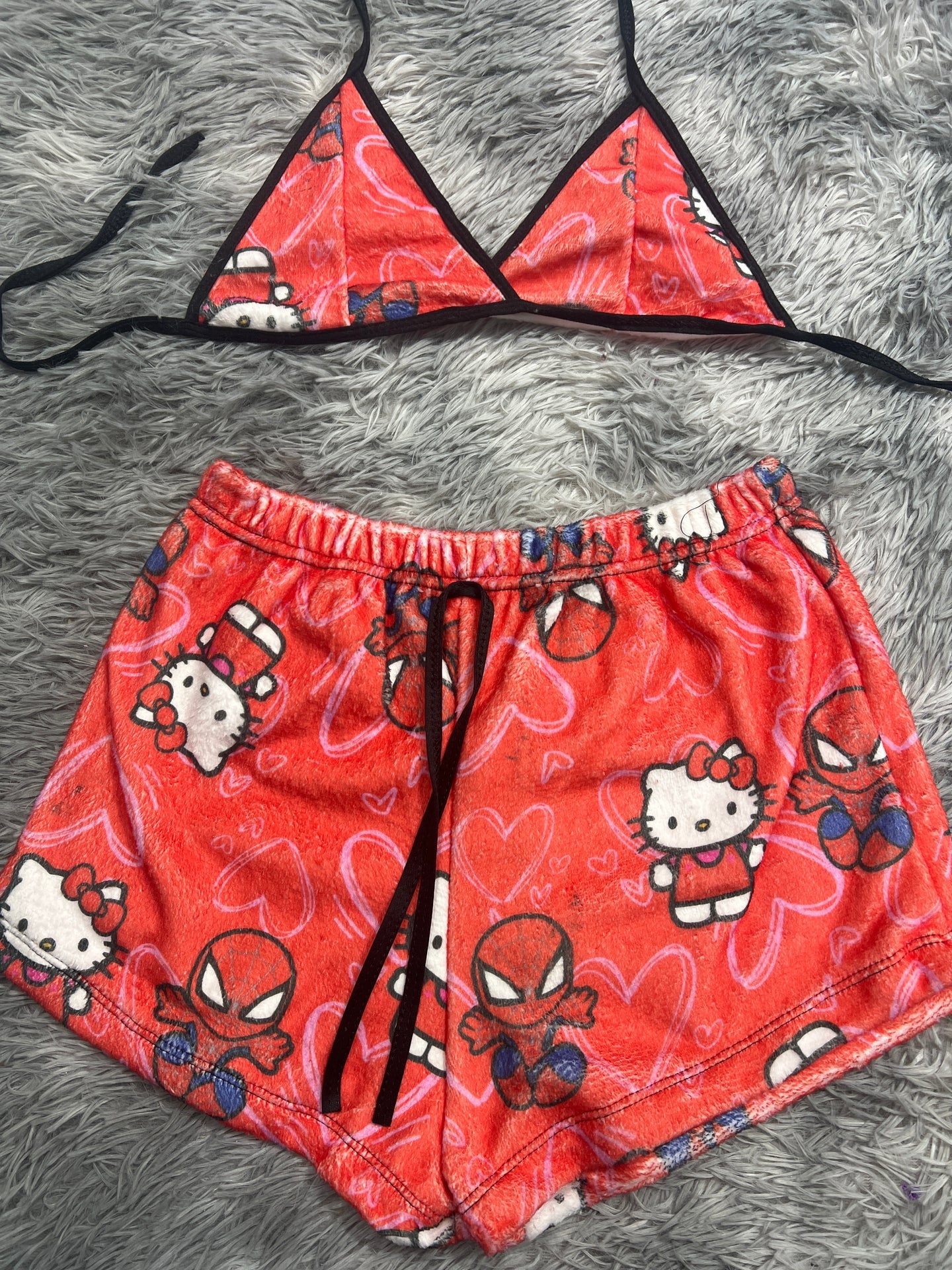Spiderkitty rojo corazones Top con short unitalla de afelpado