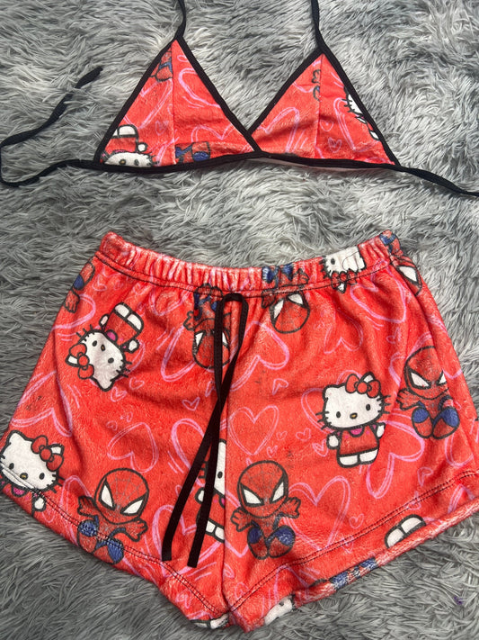 Spiderkitty rojo corazones Top con short unitalla de afelpado