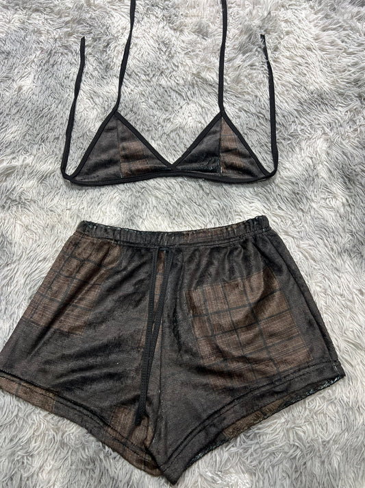 Cuadros cafes Top con short unitalla de afelpad