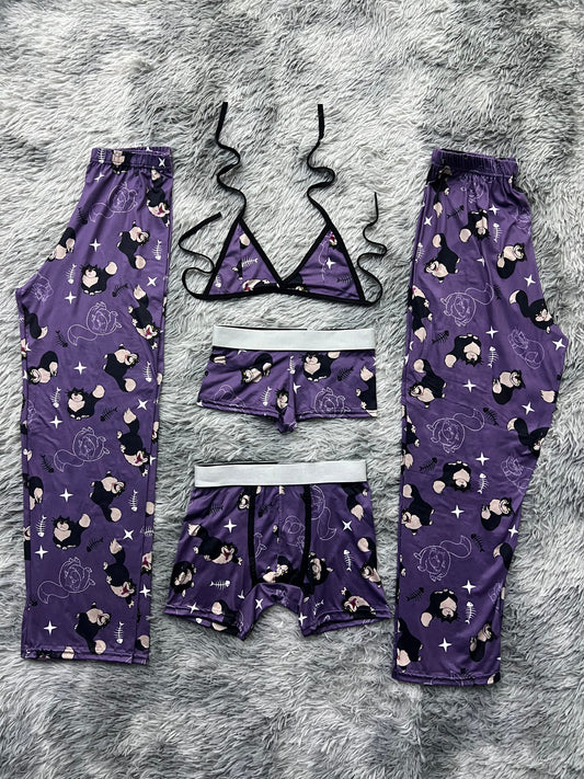Gato Lucifer Morado Pijama De 5 Piezas