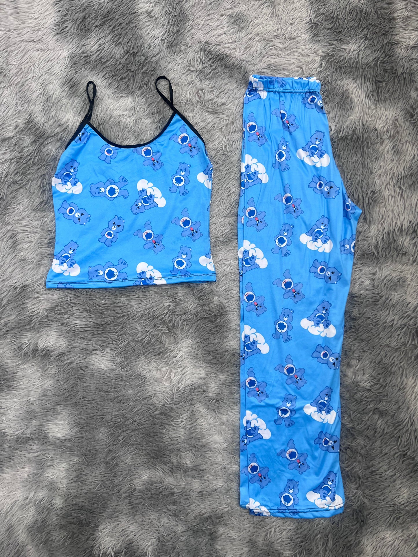 osito cariñosito azul Blusa con pantalón pijama de dama