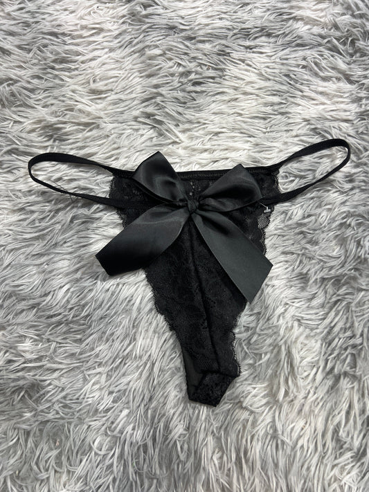 Moño Grande Negro Tanga De Dama