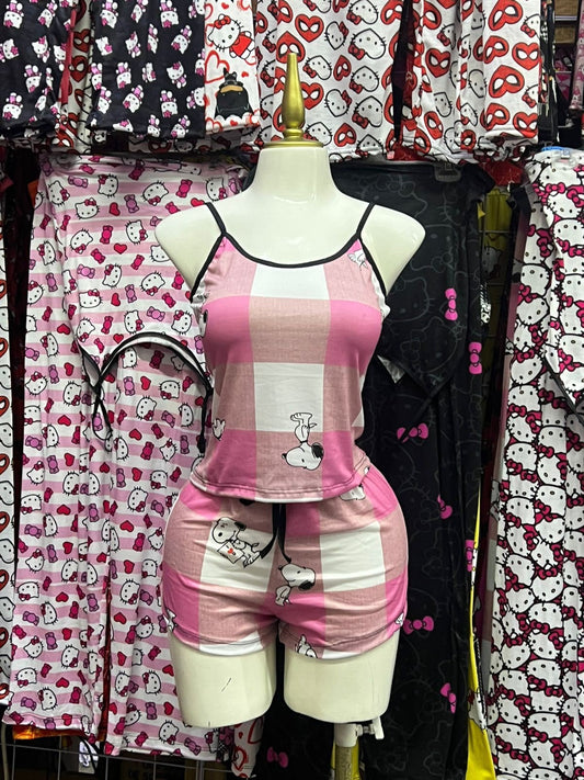 snoopy rosa blusa con short