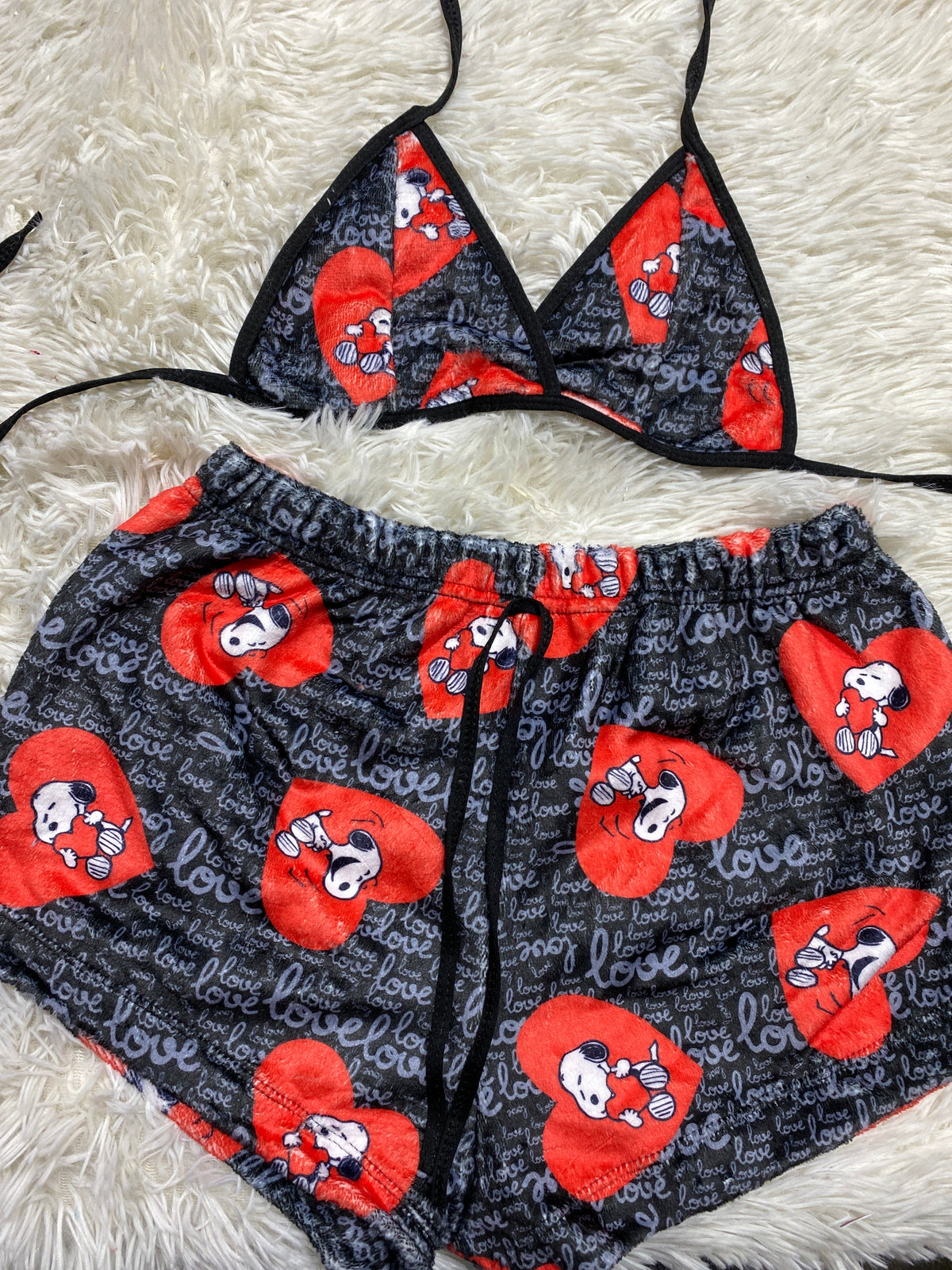 Snoopy love top Con Short Unitalla De Afelpado