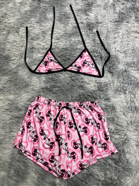 Spiderkitty rosa Top con short unitalla de brush