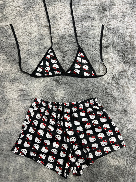 hello kitty negro Top con short unitalla de brush