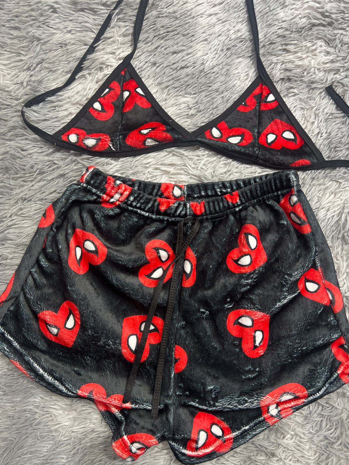 Spiderman Corazones Top Con Short Unitalla De Afelpado