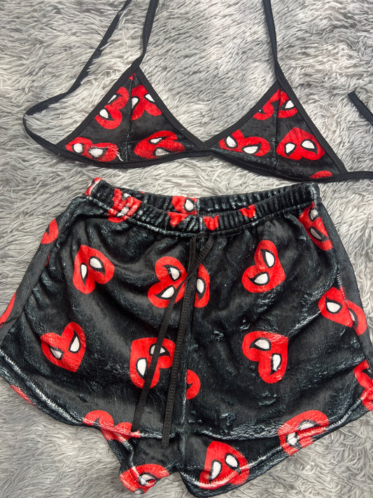 Spiderman Corazones Top Con Short Unitalla De Afelpado