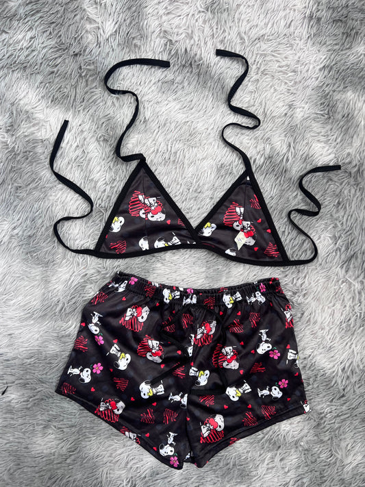 snoopy corazones top con short unitalla de brush