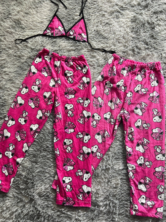 Snoopy rosa duo de pijama afelpada
